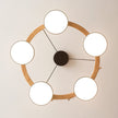 Modern Bird Resin Wood Ring Chandelier