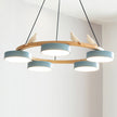 Modern Bird Resin Wood Ring Chandelier