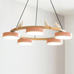 Modern Bird Resin Wood Ring Chandelier
