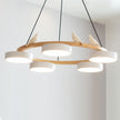 Modern Bird Resin Wood Ring Chandelier