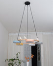 Modern Bird Resin Wood Ring Chandelier