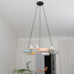 Modern Bird Resin Wood Ring Chandelier