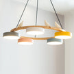 Modern Bird Resin Wood Ring Chandelier