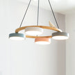 Modern Bird Resin Wood Ring Chandelier