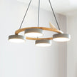 Modern Bird Resin Wood Ring Chandelier
