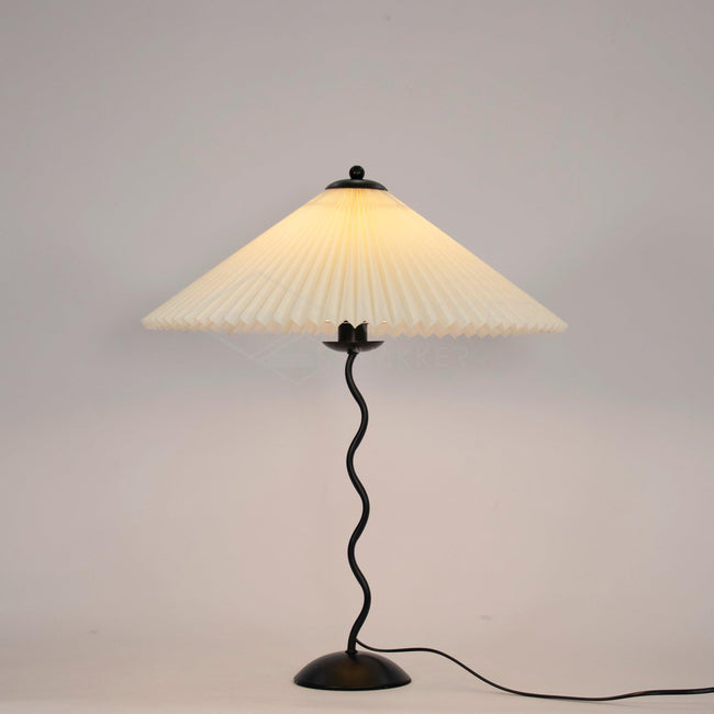 Pleated Fabric Wavy Stem Table Lamp