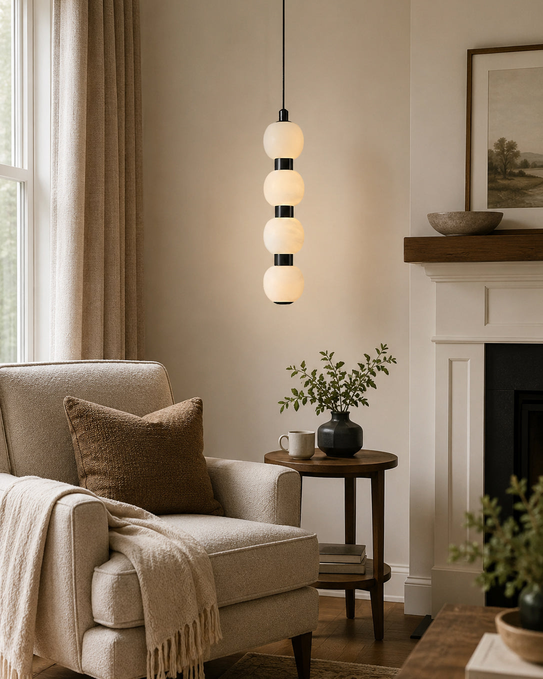 Calvrane Alabaster Beaded Cluster Chandelier