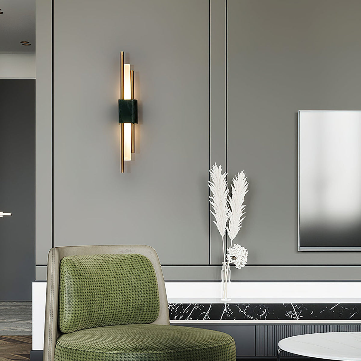 Marble Asymmetric Rod Wall Sconce