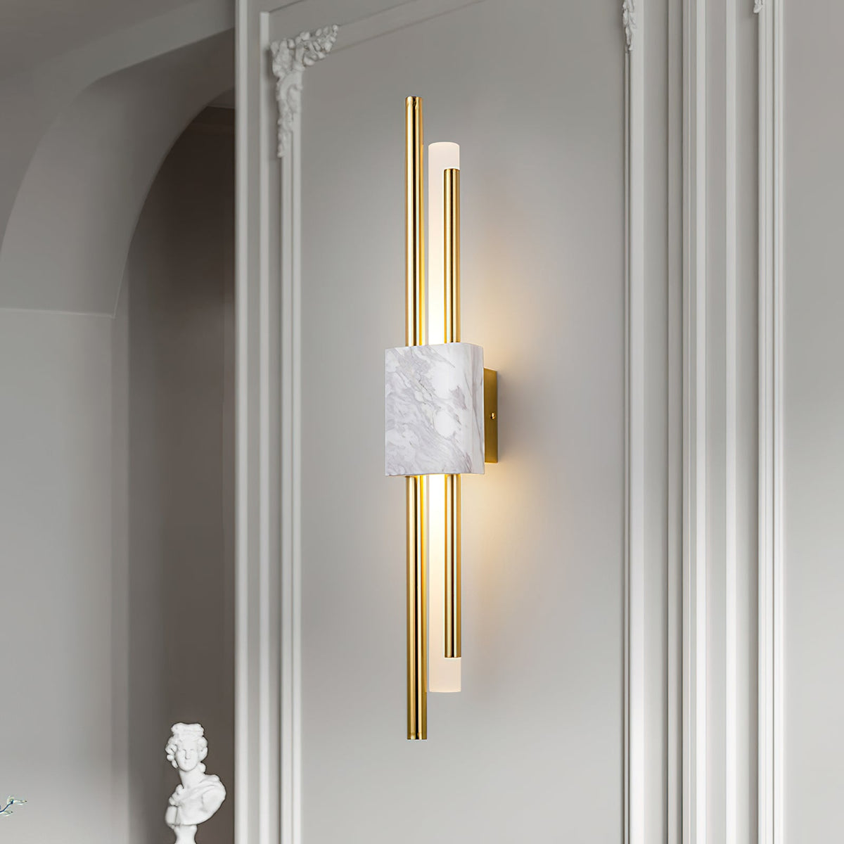 Marble Asymmetric Rod Wall Sconce