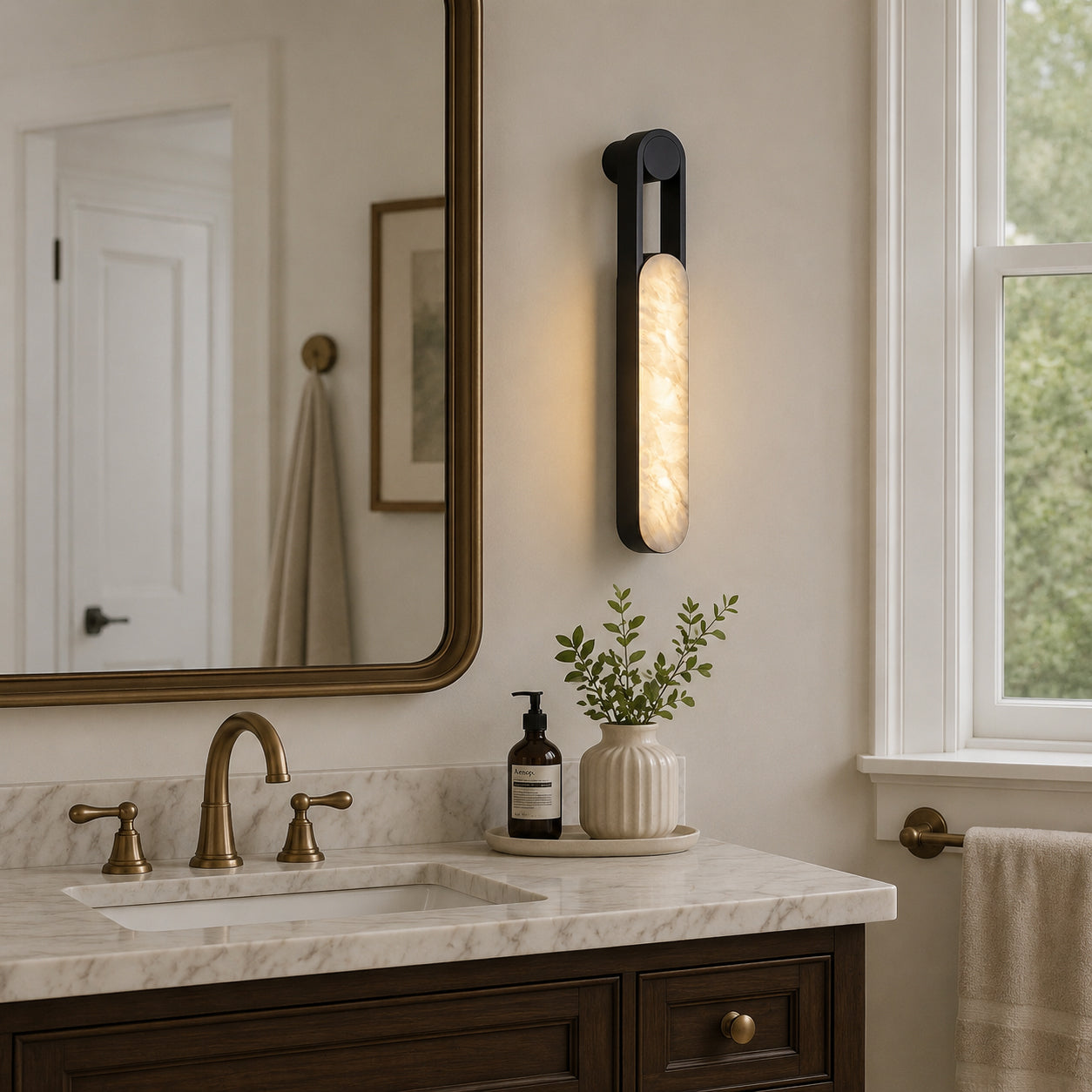 Calvrane Alabaster Linear Wall Sconce