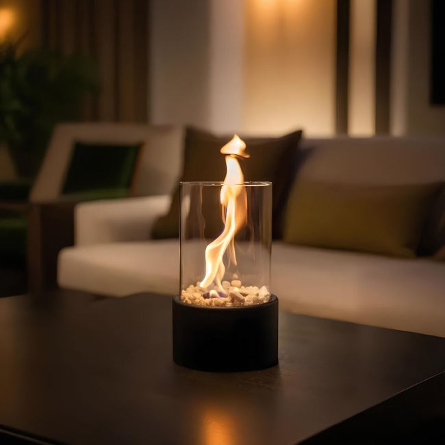 Modern Glass Cylinder Ethanol Oil Lamp
