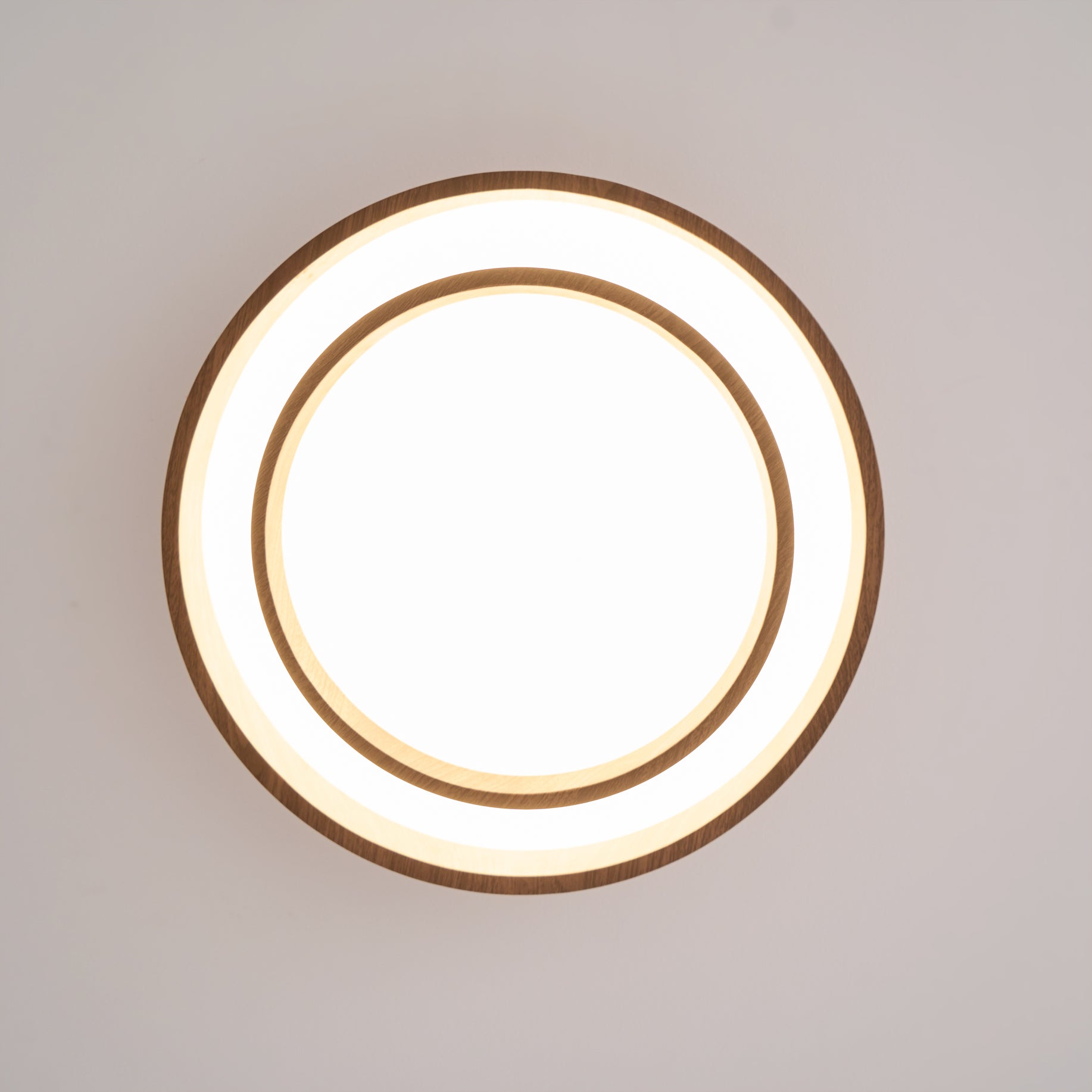 Dimmable Scandinavian Walnut LED Flush Mount Ceiling Lamp