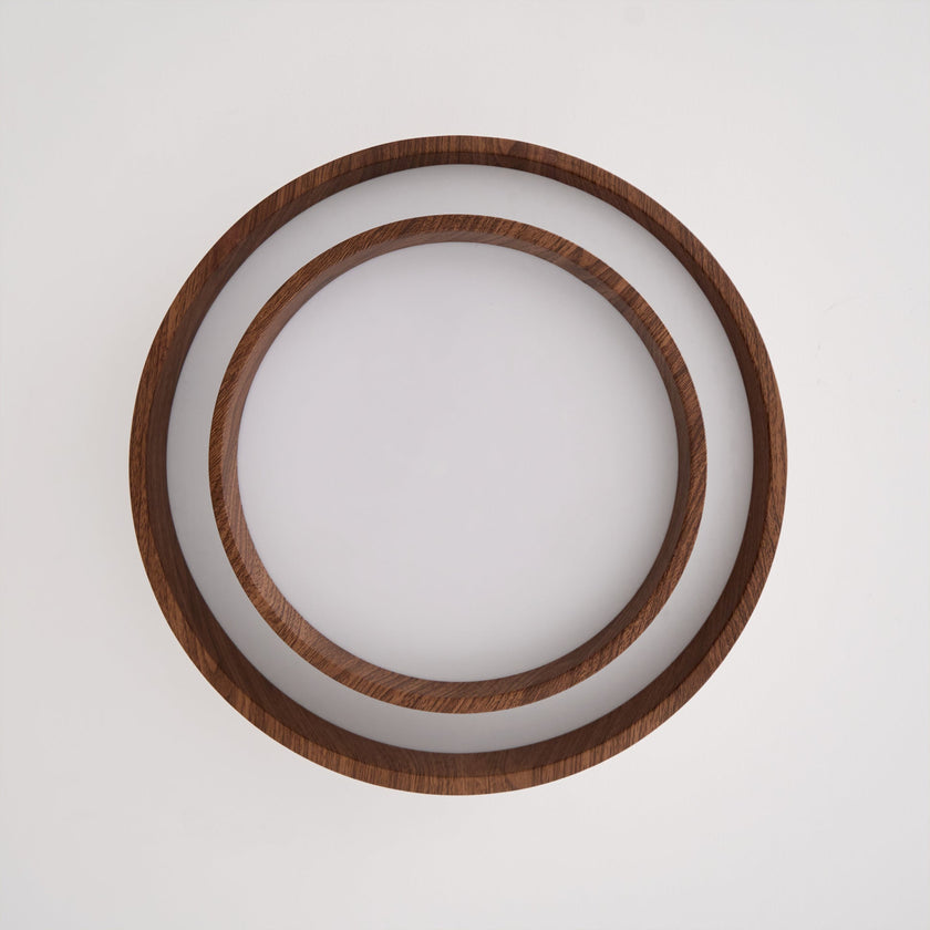 Dimmable Scandinavian Walnut LED Flush Mount Ceiling Lamp