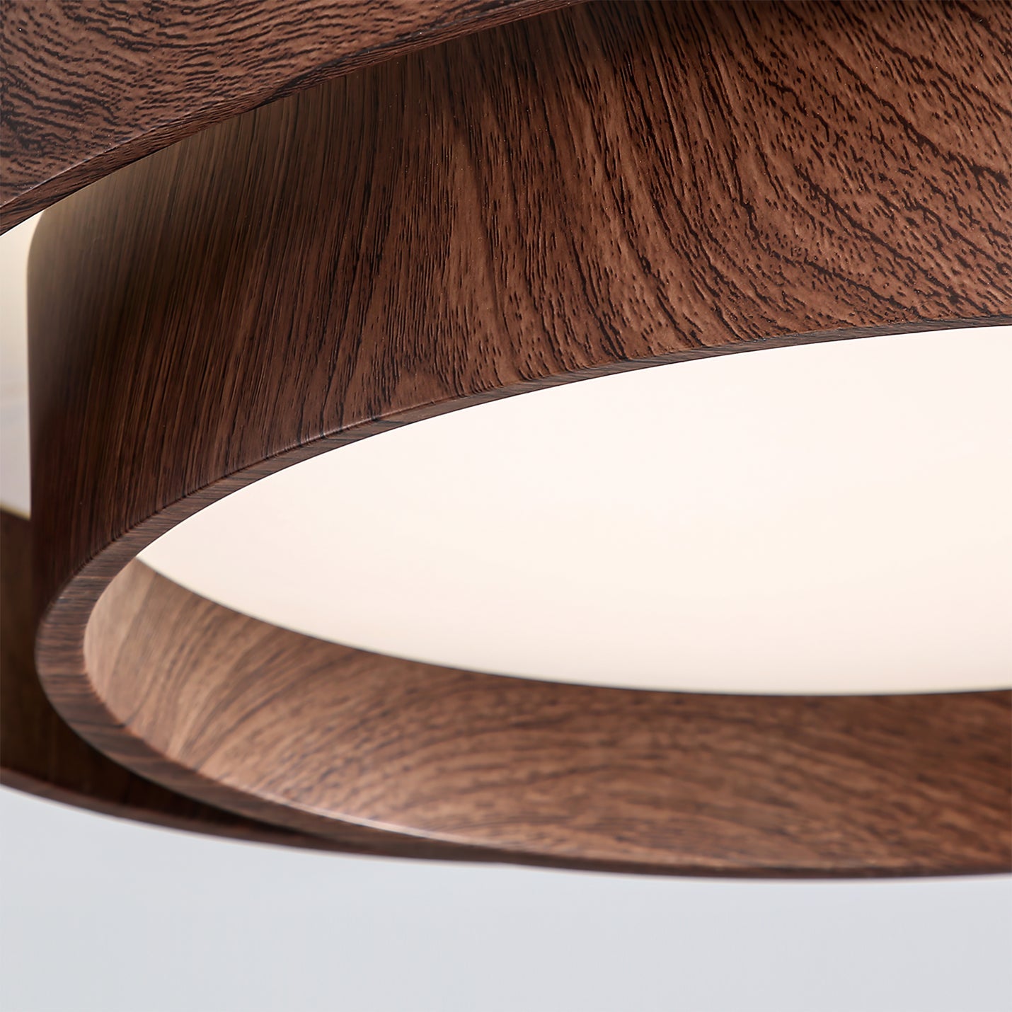 Dimmable Scandinavian Walnut LED Flush Mount Ceiling Lamp