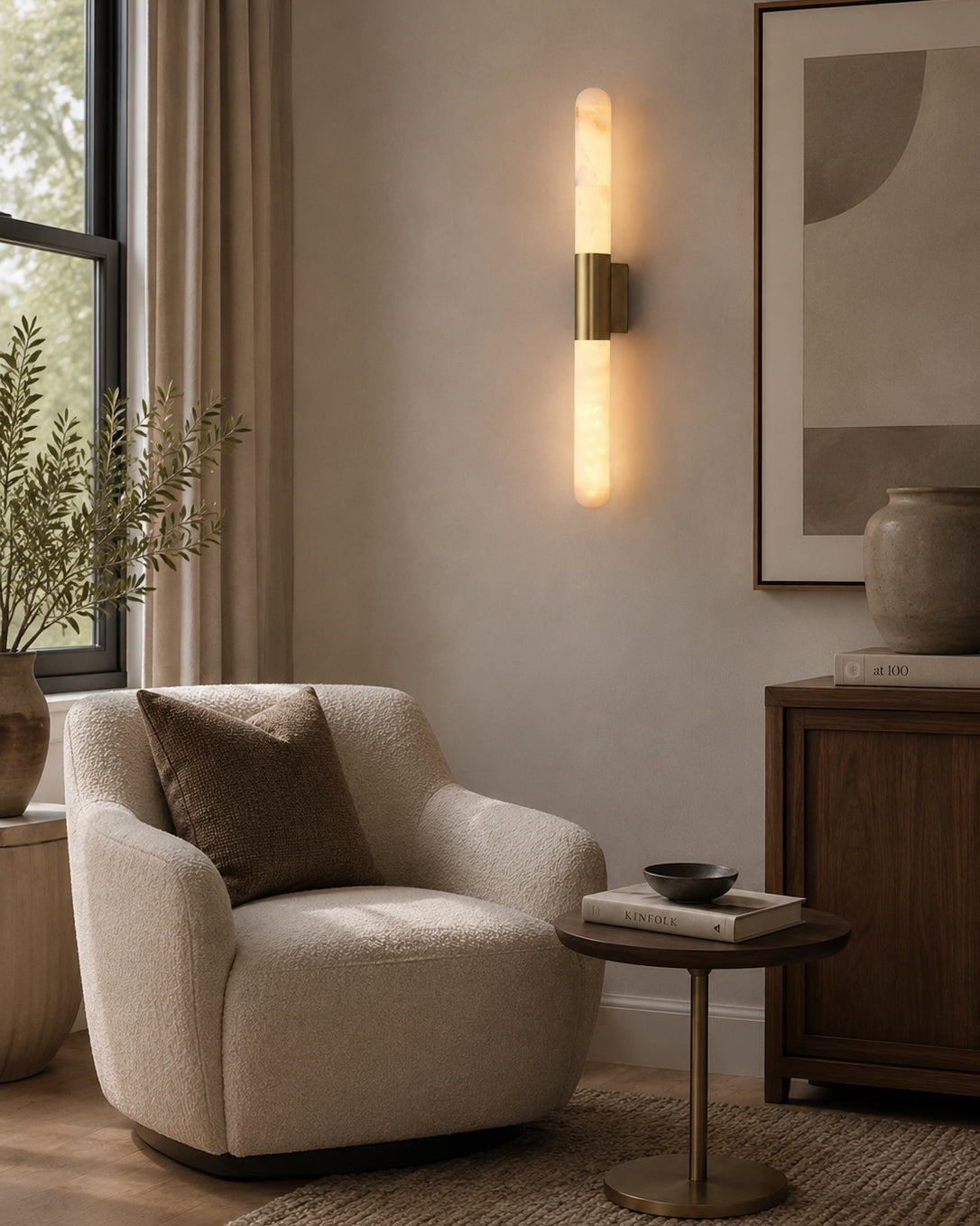Calvrane Alabaster Bar Wall Sconce