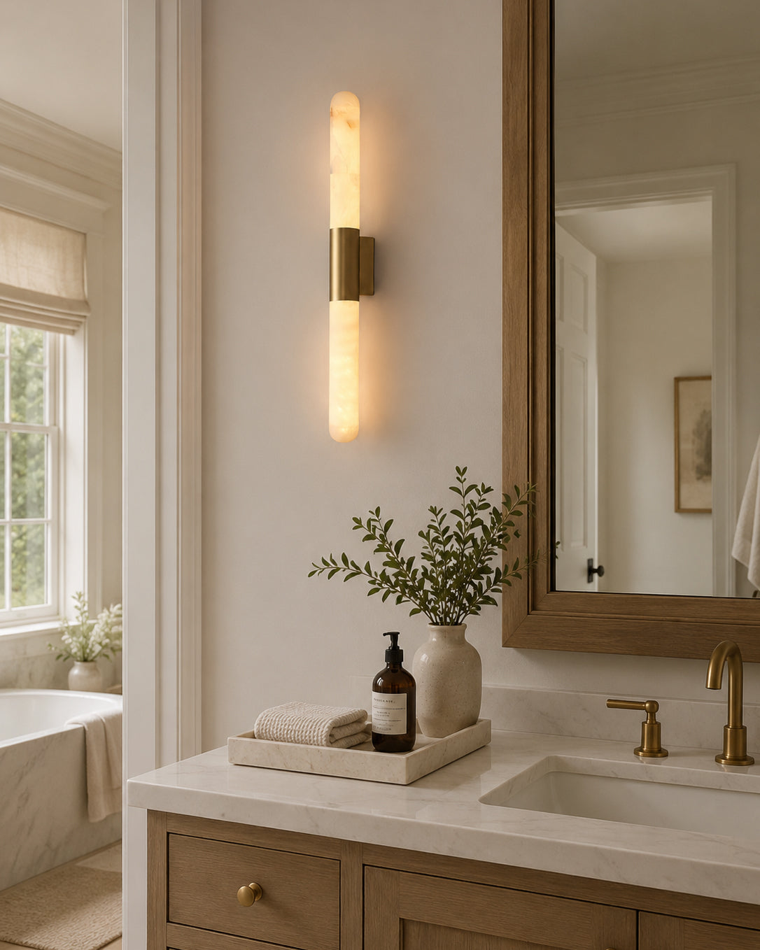Calvrane Alabaster Bar Wall Sconce