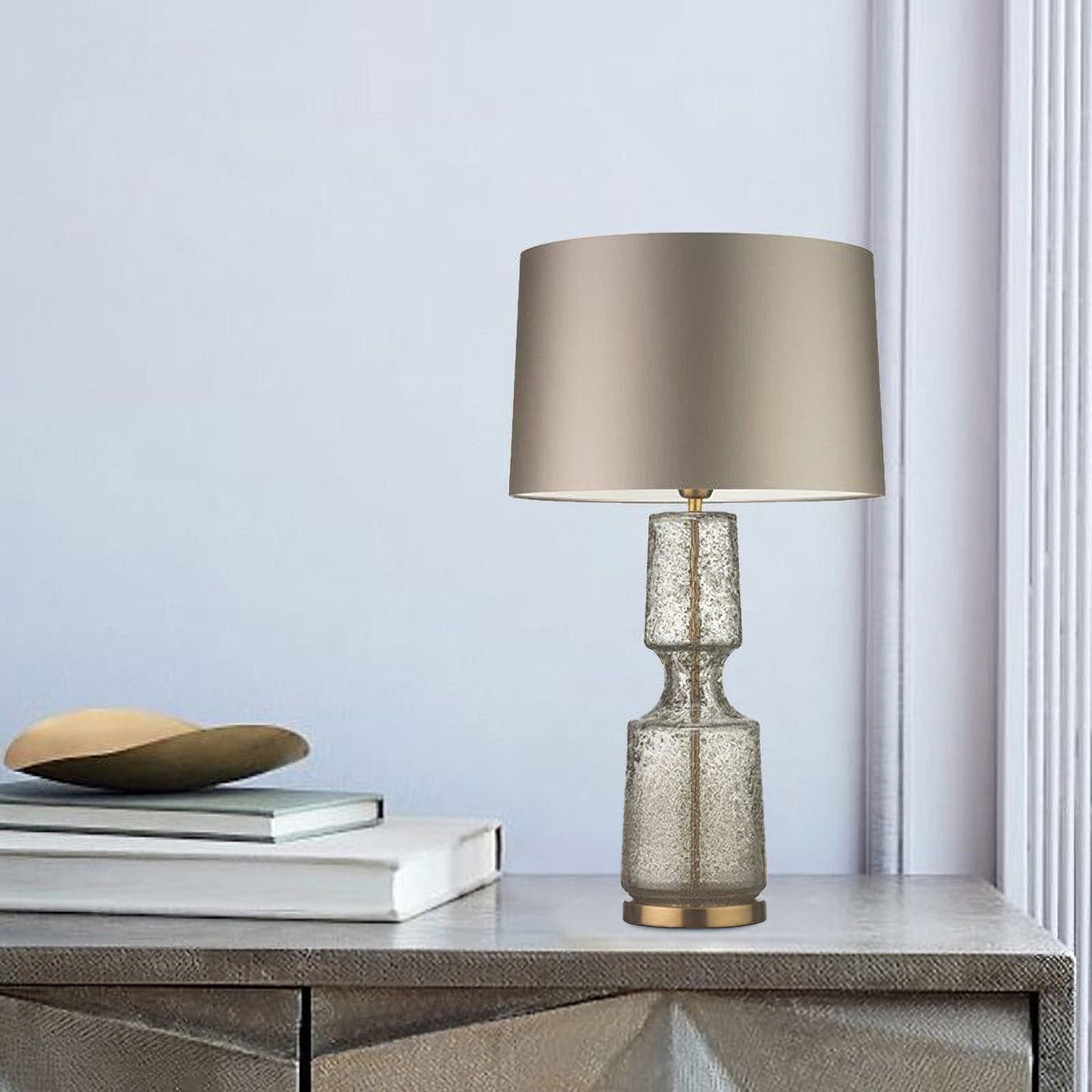 Tinted Glass & Metal Accent Table Lamp
