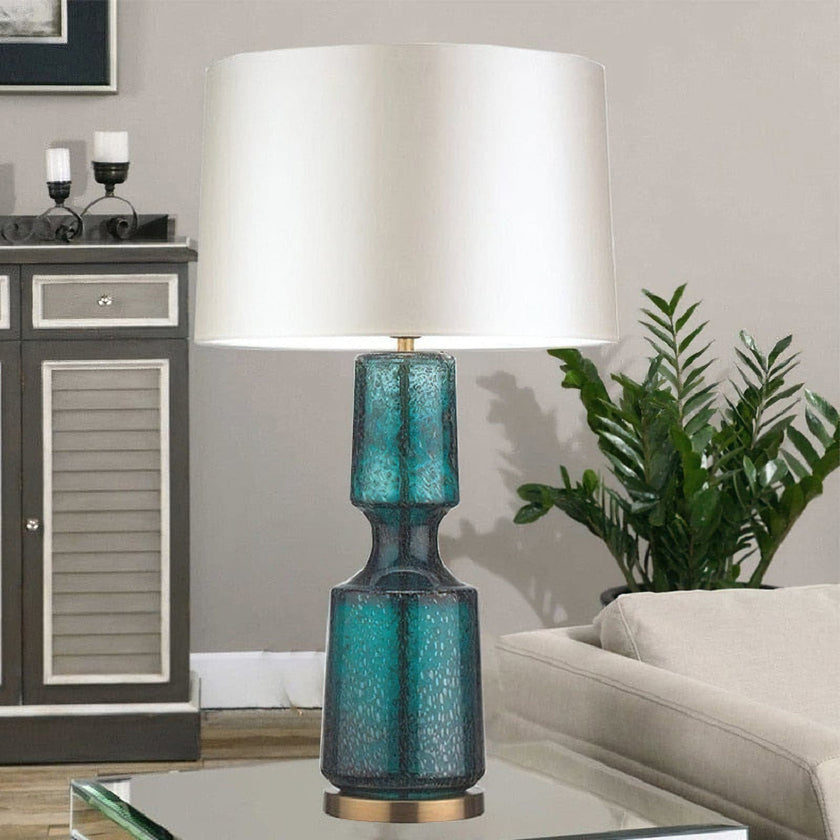 Tinted Glass & Metal Accent Table Lamp