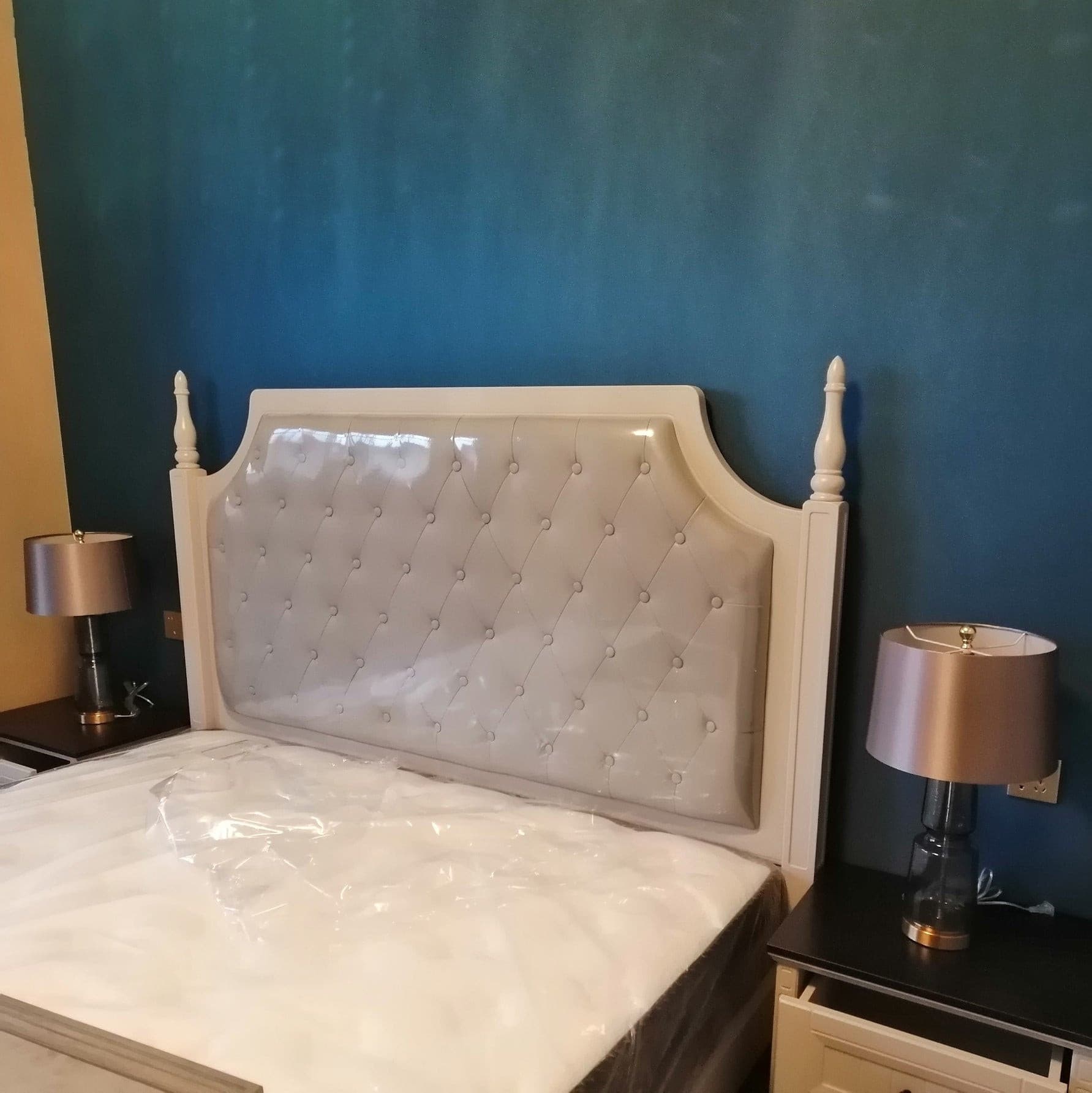 Tinted Glass & Metal Accent Table Lamp