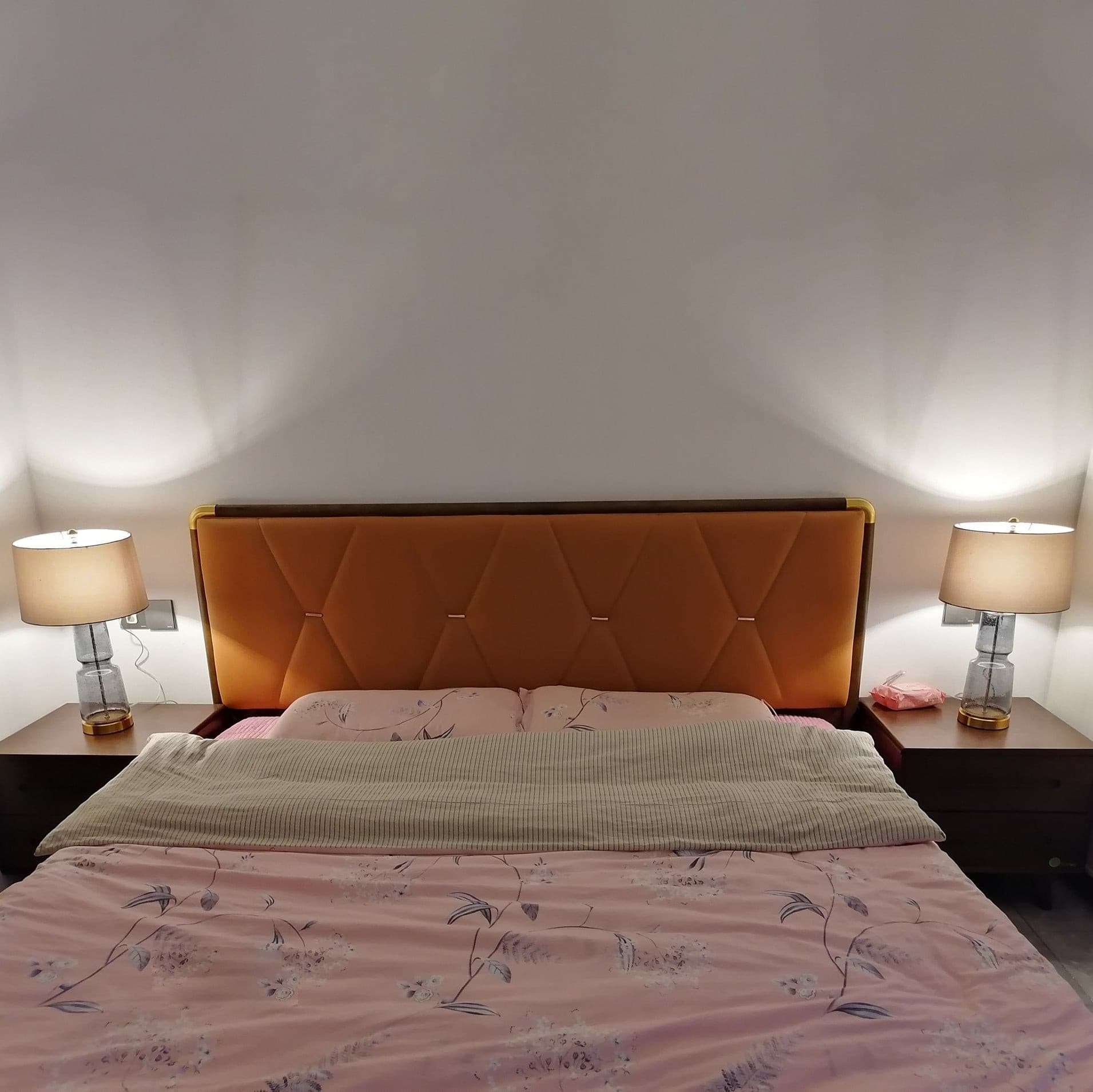 Tinted Glass & Metal Accent Table Lamp