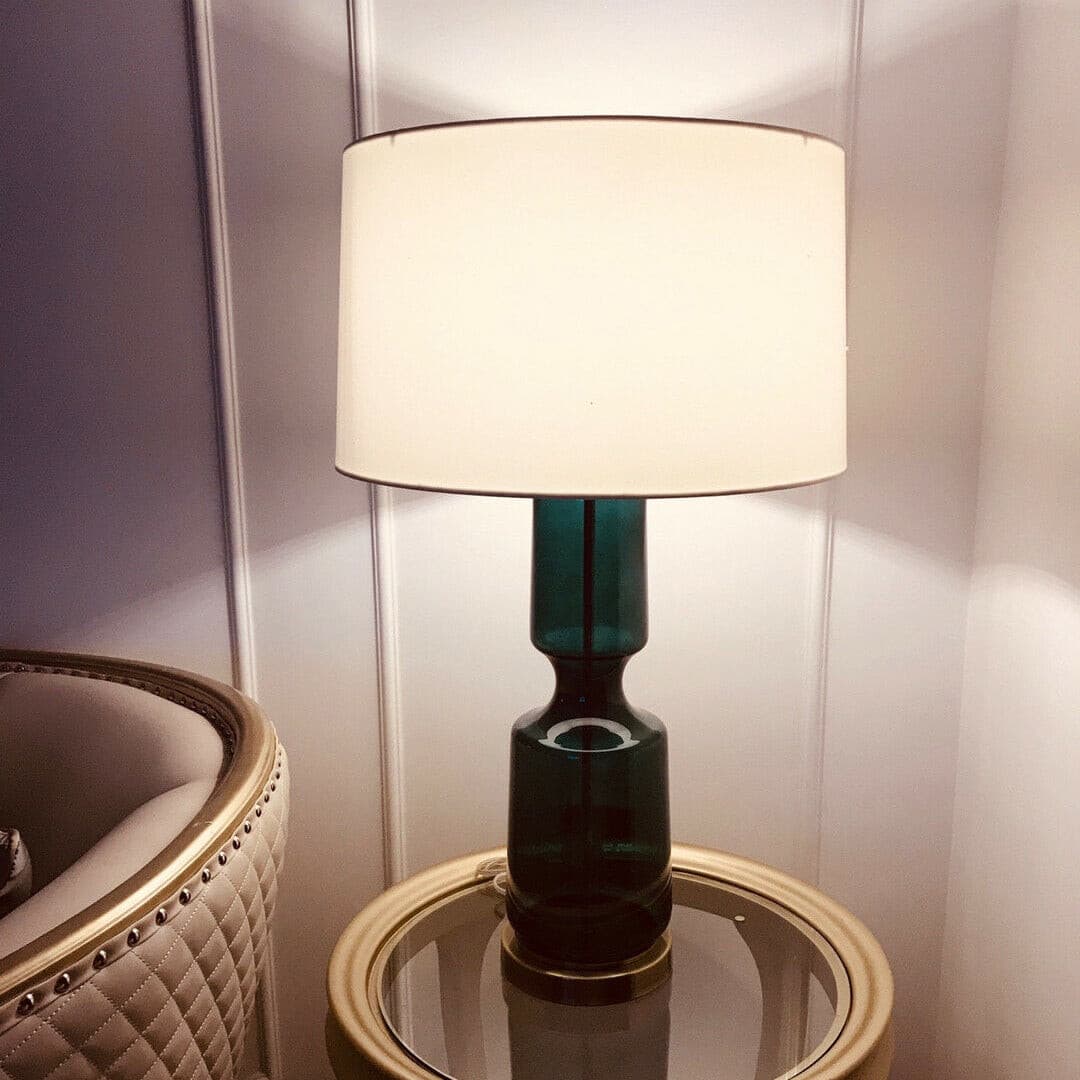 Tinted Glass & Metal Accent Table Lamp