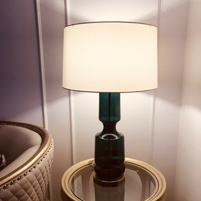 Tinted Glass & Metal Accent Table Lamp