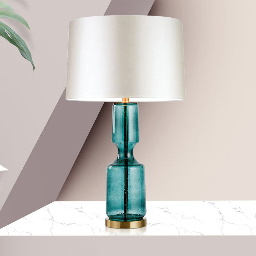 Tinted Glass & Metal Accent Table Lamp