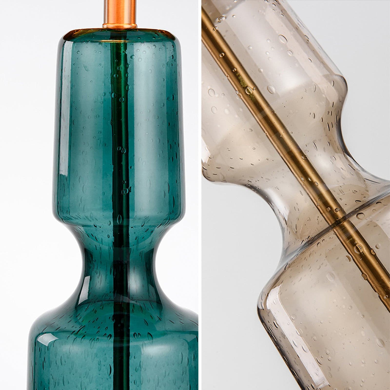 Tinted Glass & Metal Accent Table Lamp