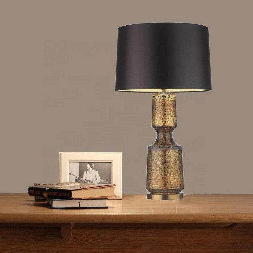 Tinted Glass & Metal Accent Table Lamp