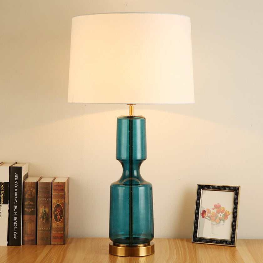 Tinted Glass & Metal Accent Table Lamp