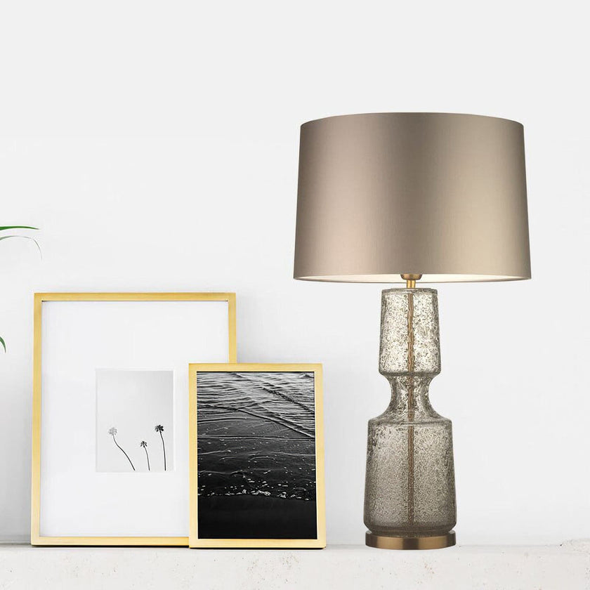 Tinted Glass & Metal Accent Table Lamp