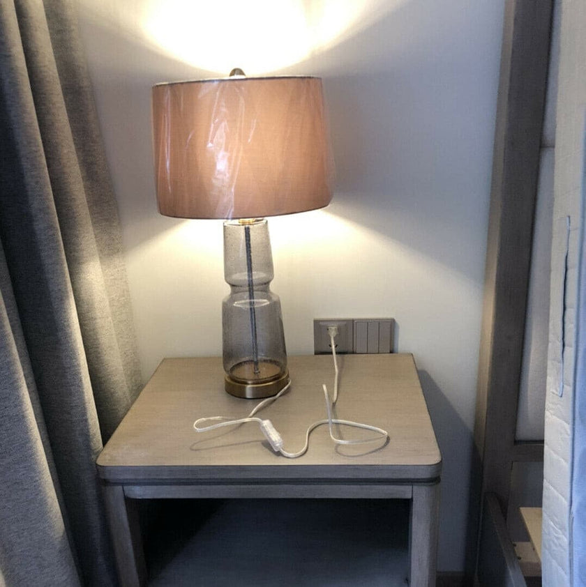 Tinted Glass & Metal Accent Table Lamp