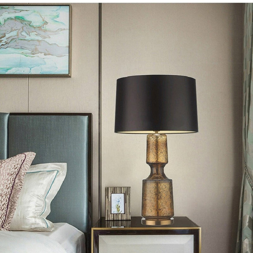 Tinted Glass & Metal Accent Table Lamp