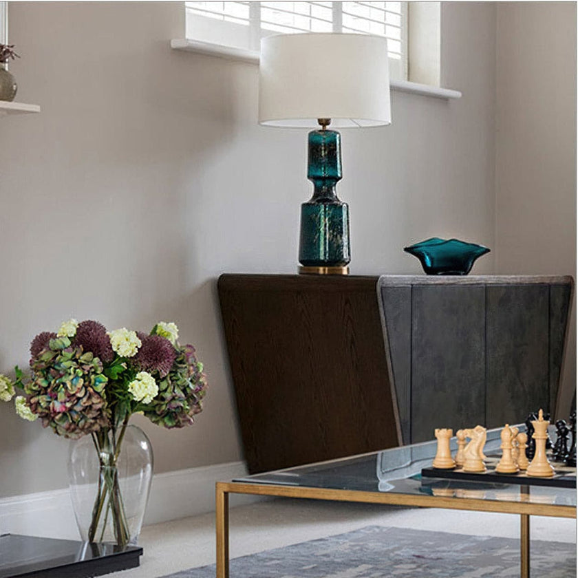 Tinted Glass & Metal Accent Table Lamp