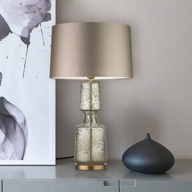 Tinted Glass & Metal Accent Table Lamp