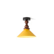 Wood and Yellow Metal Ceiling Light
