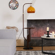 Calvrane Brass Arc Glass Globe Floor Lamp