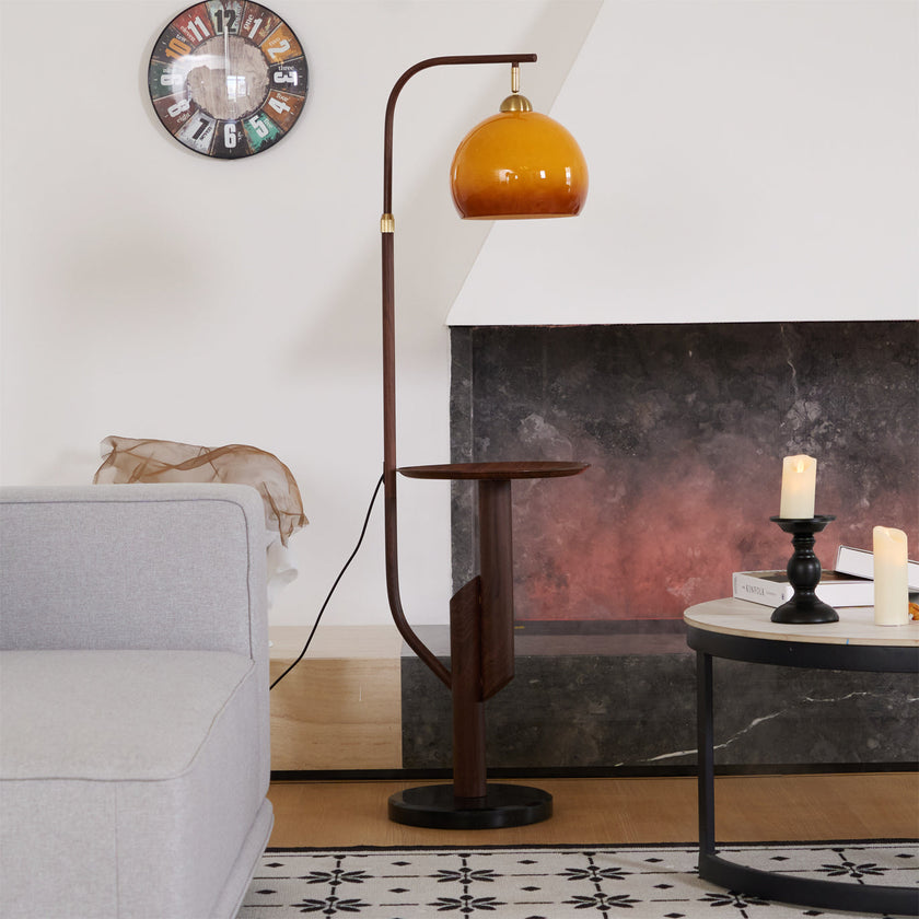 Calvrane Brass Arc Glass Globe Floor Lamp
