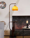 Calvrane Brass Arc Glass Globe Floor Lamp