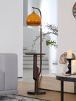 Calvrane Brass Arc Glass Globe Floor Lamp