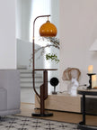 Calvrane Brass Arc Glass Globe Floor Lamp
