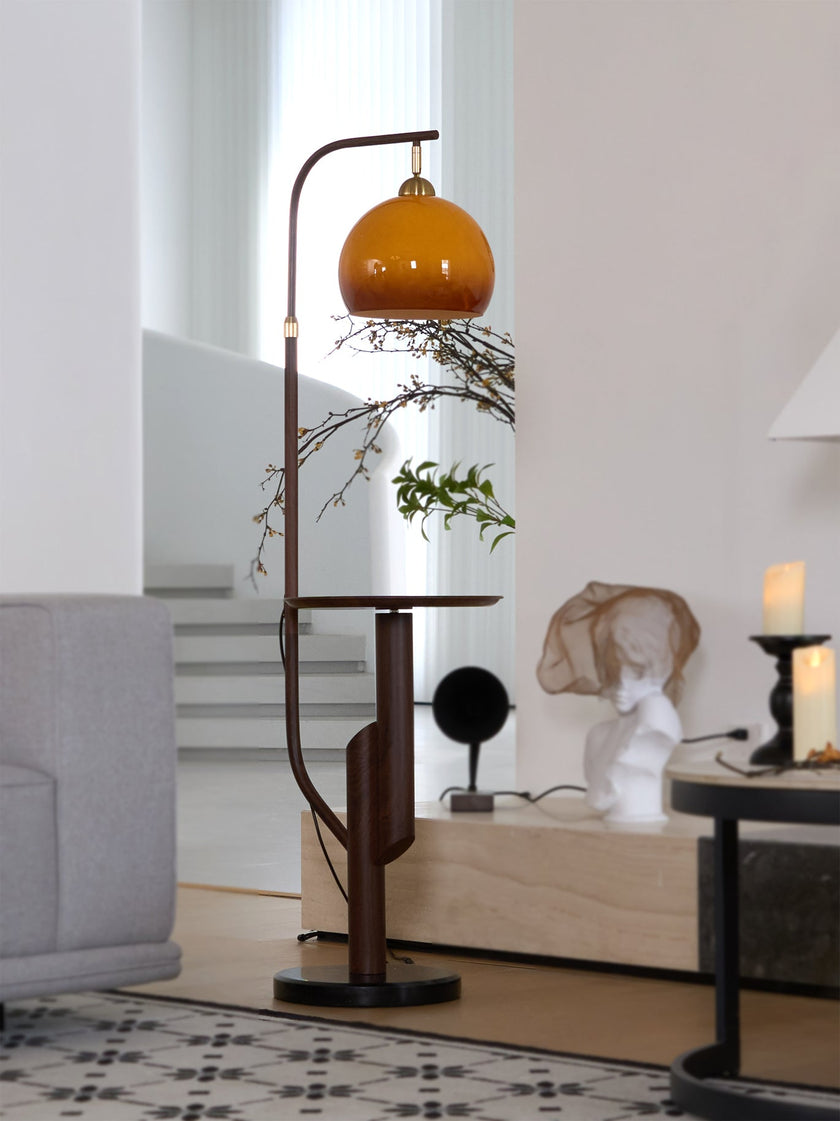 Calvrane Brass Arc Glass Globe Floor Lamp