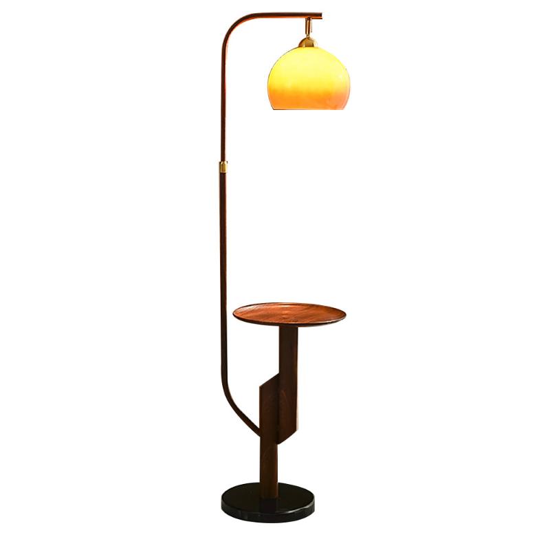 Calvrane Brass Arc Glass Globe Floor Lamp