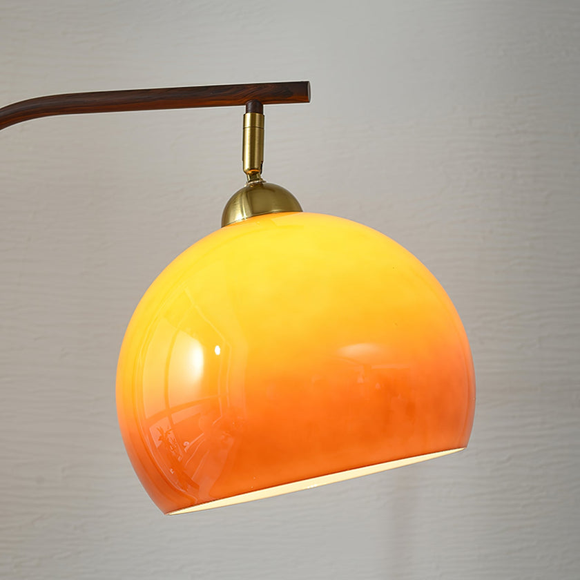 Calvrane Brass Arc Glass Globe Floor Lamp
