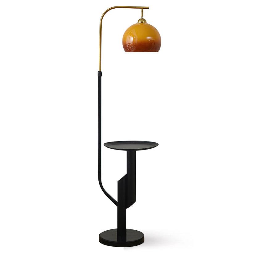 Calvrane Brass Arc Glass Globe Floor Lamp