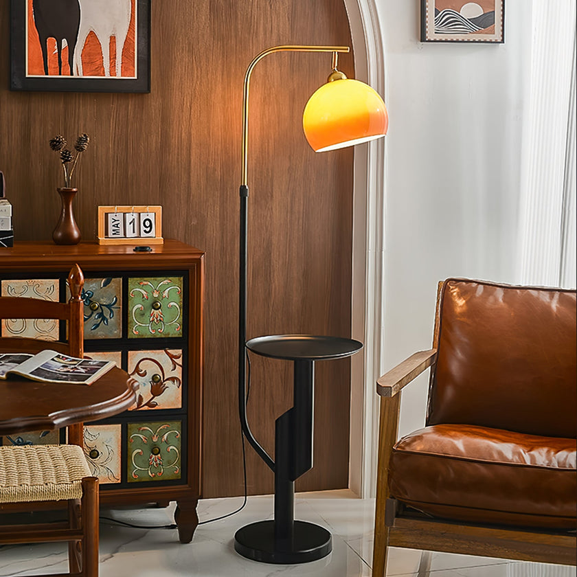 Calvrane Brass Arc Glass Globe Floor Lamp