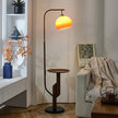 Calvrane Brass Arc Glass Globe Floor Lamp