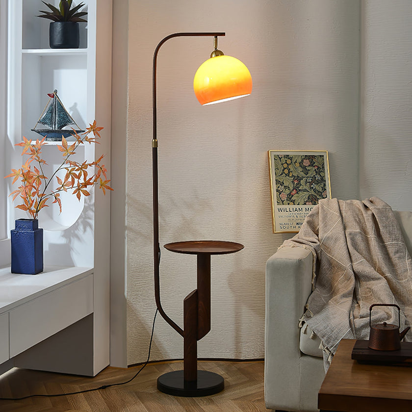 Calvrane Brass Arc Glass Globe Floor Lamp