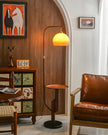 Calvrane Brass Arc Glass Globe Floor Lamp
