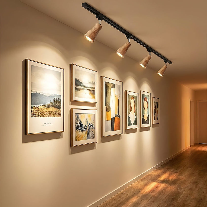 Wood Canopy Steel Track Ceiling Light